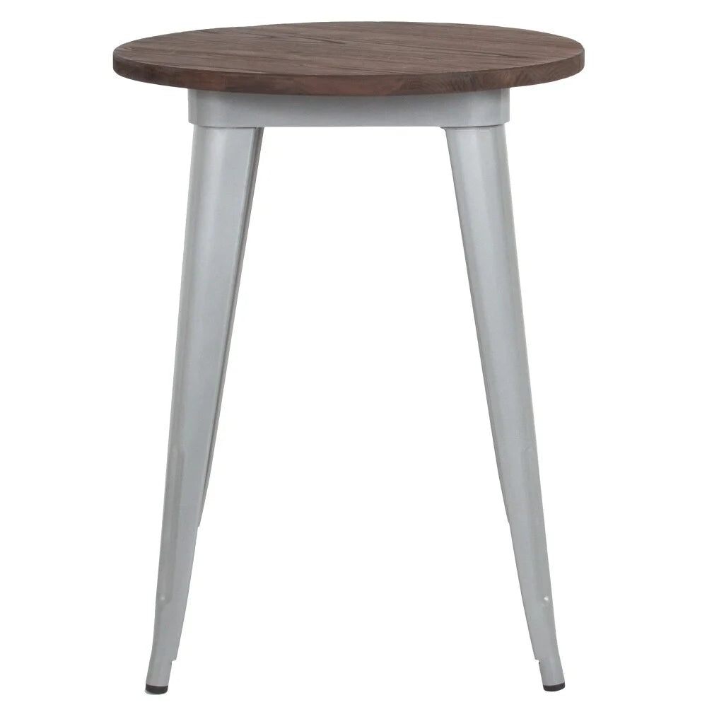 24" Round Metal Indoor Table with Wood Top X199774
