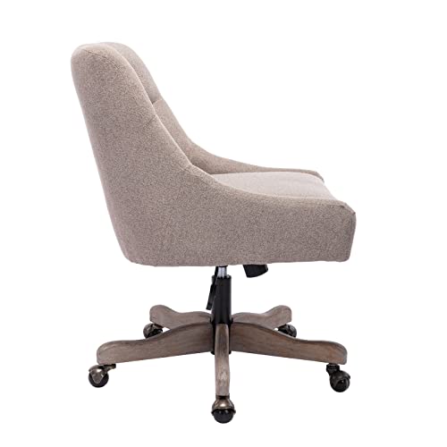 Beige Tufted Linen Swivel Office Chair B992719