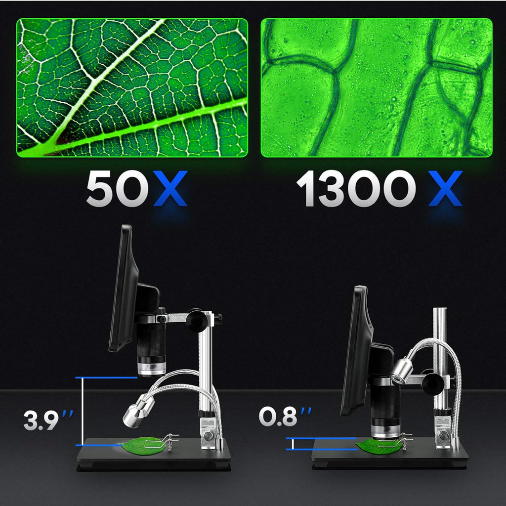8.5'' Digital Microscope 50X-1300X UHD Video Microscope with 12MP Camera Sensor V6244