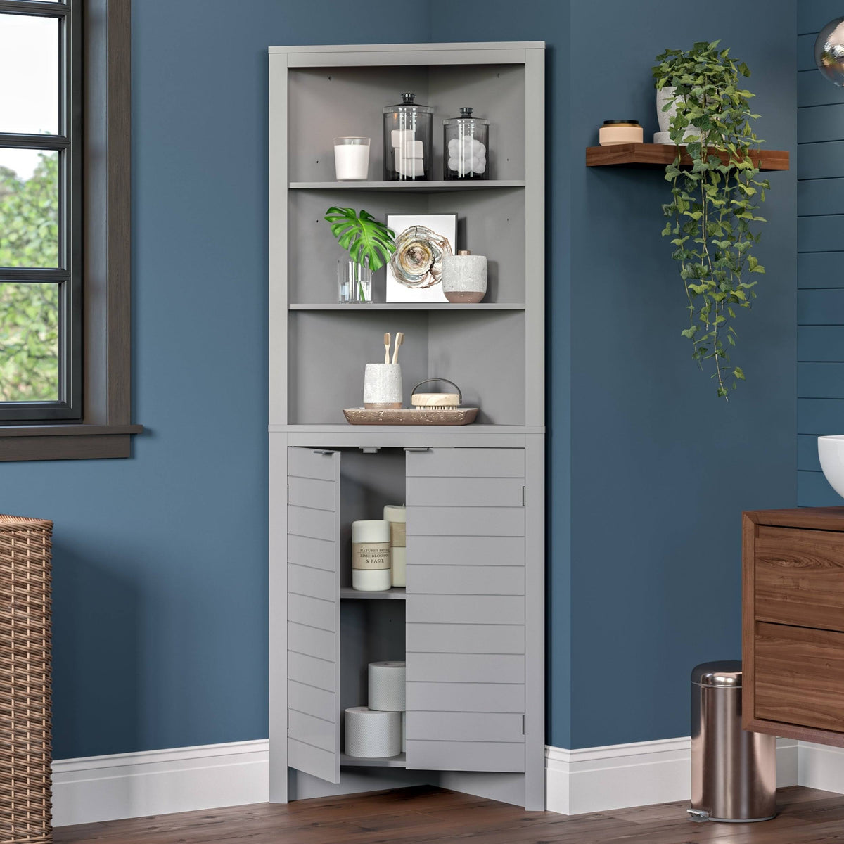 White Tall Corner Cabinet T84209