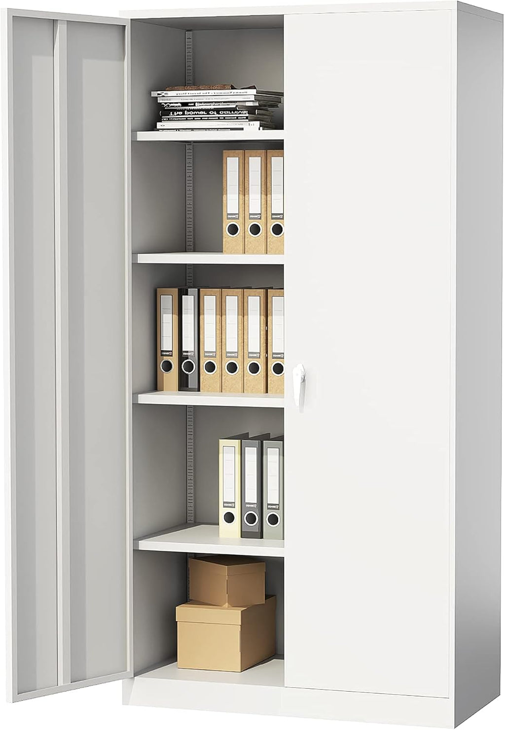 72” Tall Black Steel Storage Cabinet with Locking Door and 4 Adjustable Shelves C8481