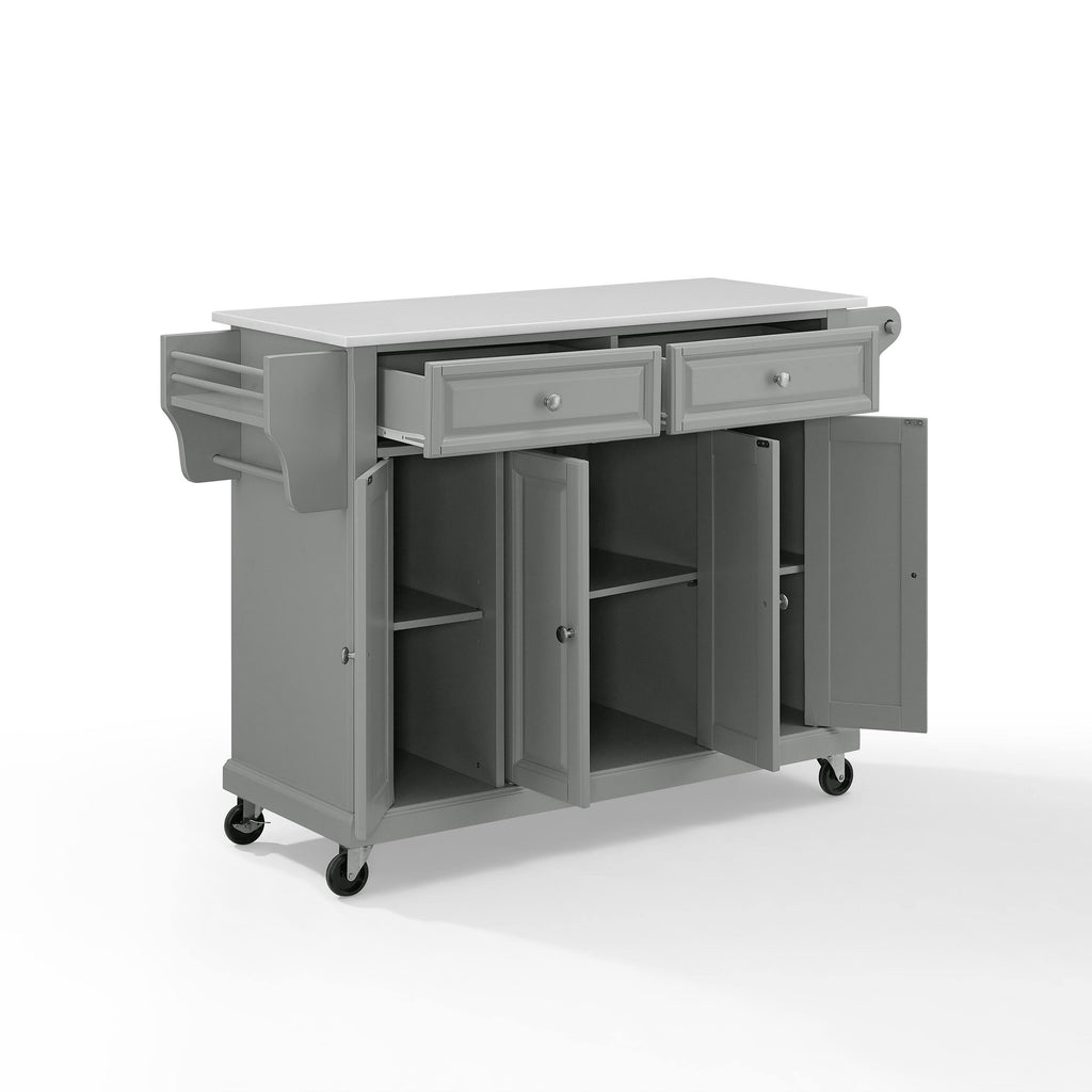 Full Size Granite Top Kitchen Cart/Island Gray/White F572