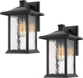 Set of 2 Sand Textured Black Aluminum Outdoor Wall Lights F94484