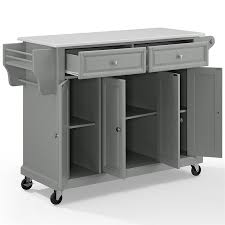 Full Size Granite Top Kitchen Cart/Island Gray/White F572
