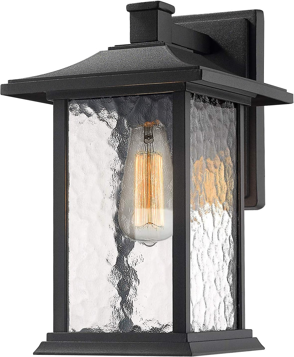 Set of 2 Sand Textured Black Aluminum Outdoor Wall Lights F94484