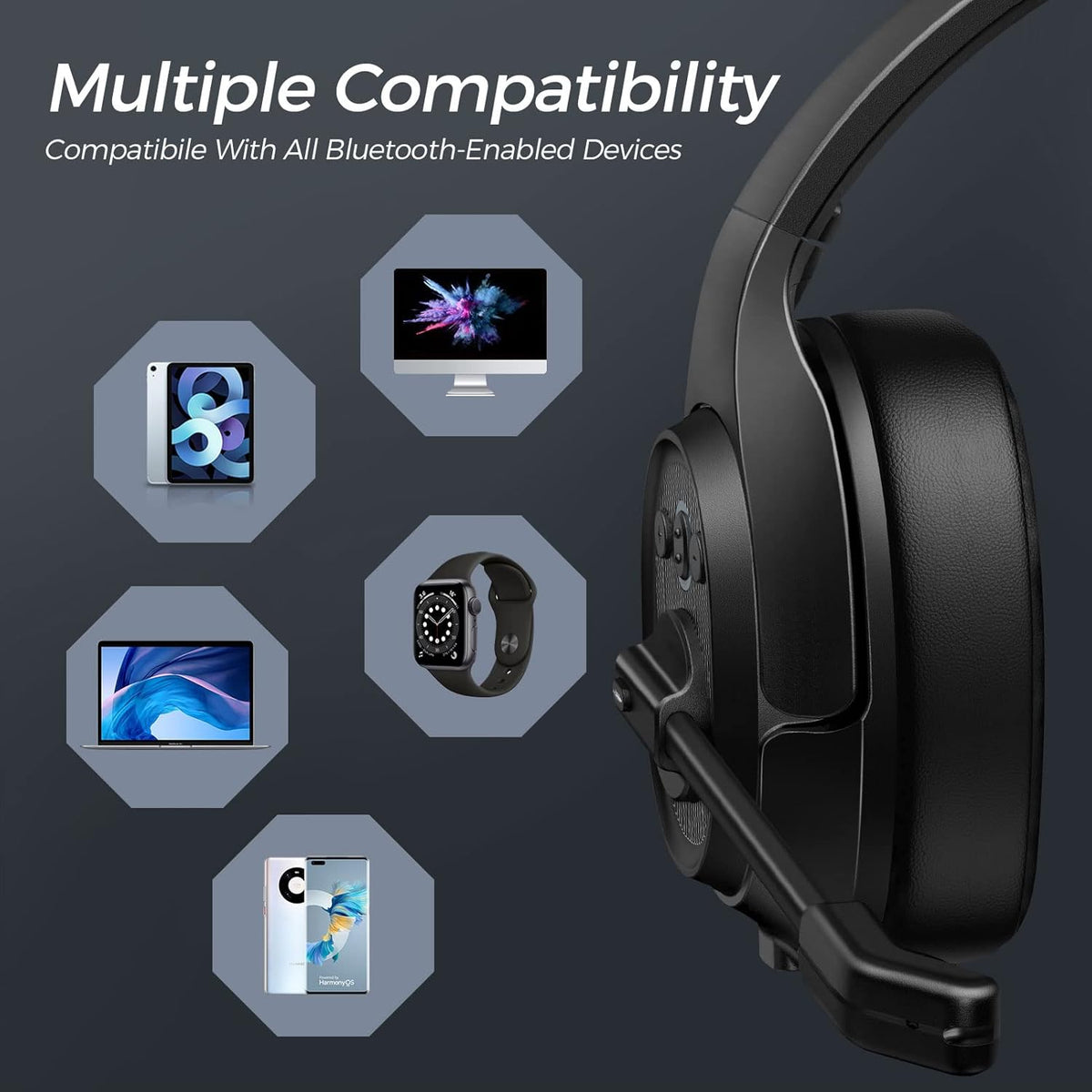Bluetooth Headset with Microphone Noise Cancelling Wireless Headphone T870