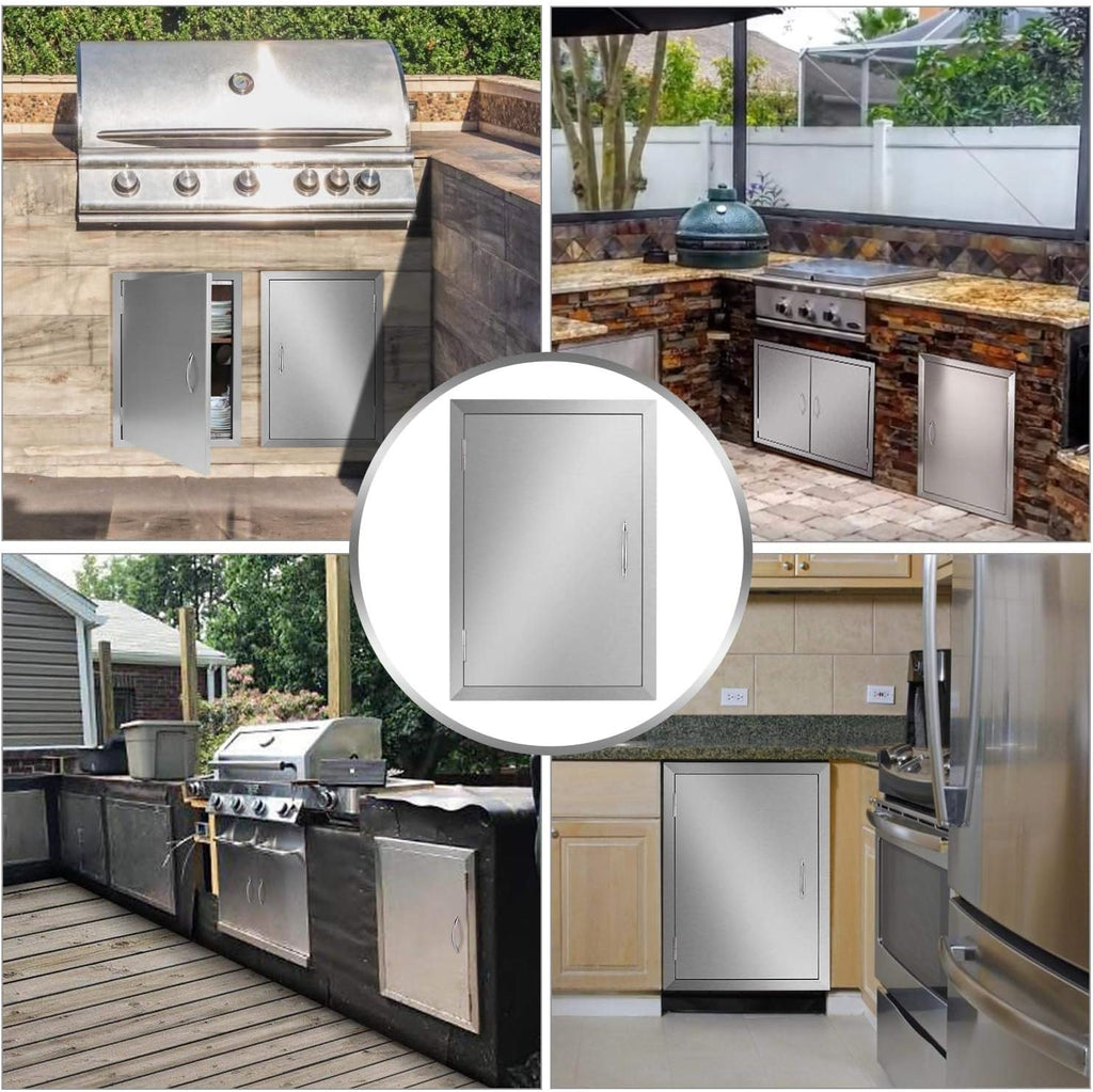 24W x 24H Inch Stainless Steel Double Wall Outdoor Kitchen Doors D487432