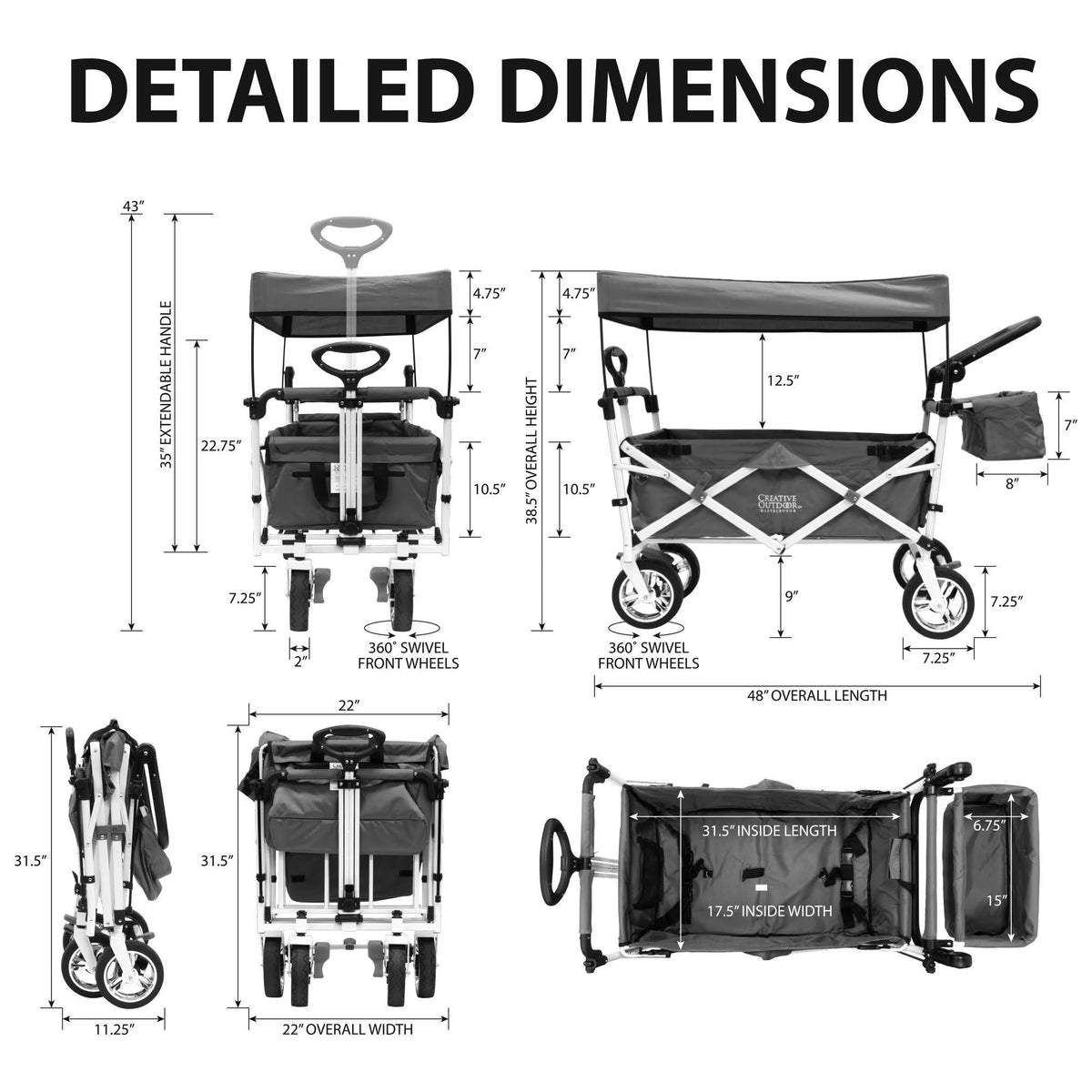 Folding Wagon Stroller with Canopy E9967