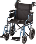 Lightweight Transport Chair with 12” Rear Wheels Blue C3868
