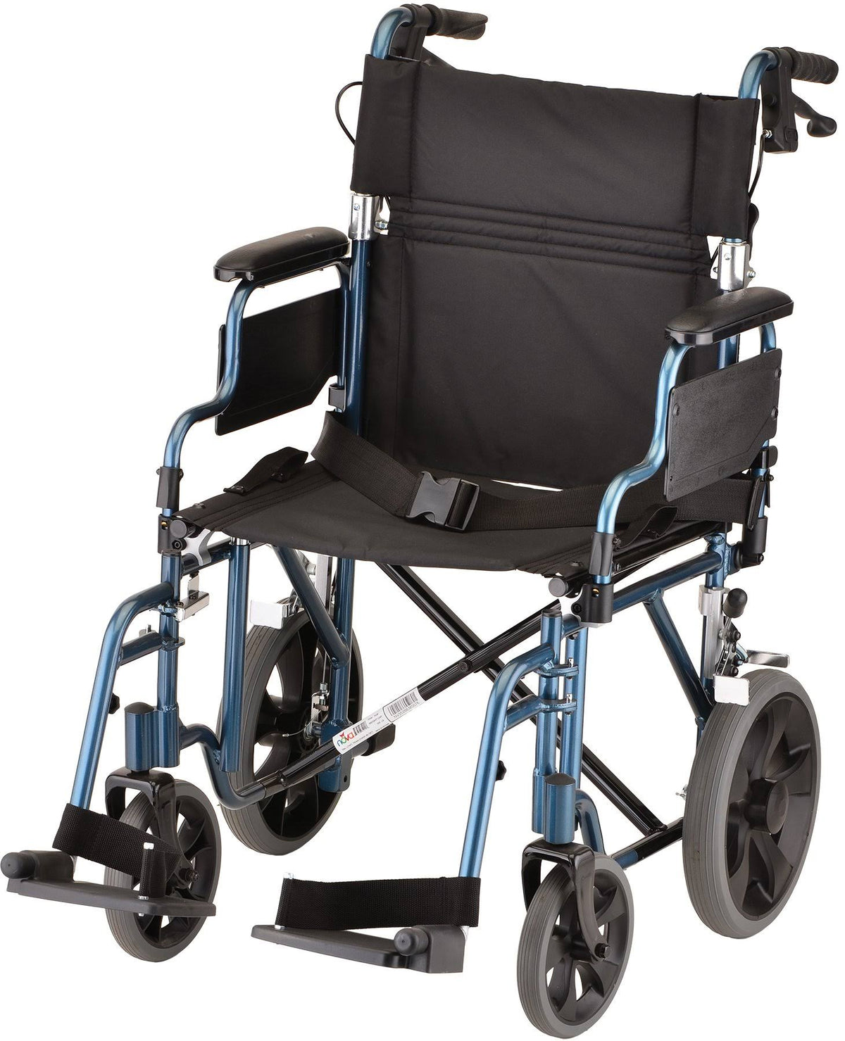 Lightweight Transport Chair with 12” Rear Wheels Blue C3868