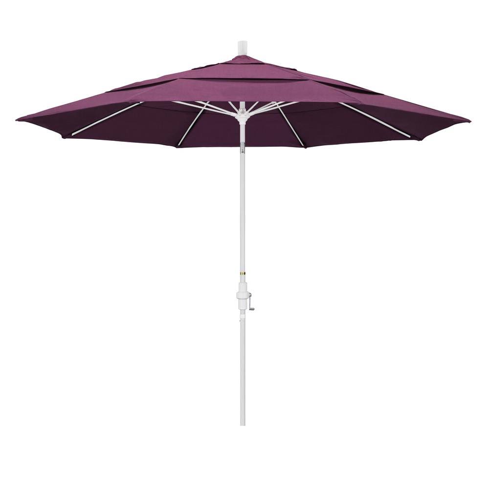 11 ft. Matted White Aluminum Market Patio Umbrella with Collar Tilt Crank Lift B6615