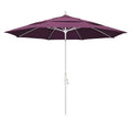 11 ft. Matted White Aluminum Market Patio Umbrella with Collar Tilt Crank Lift B6615