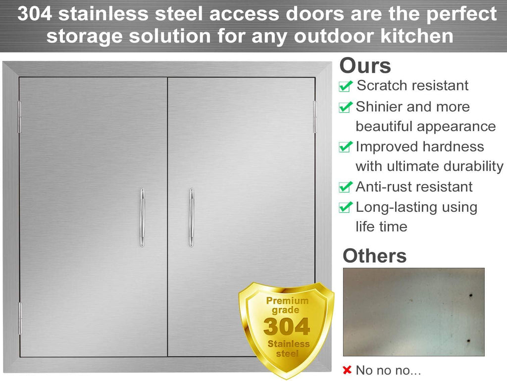 24W x 24H Inch Stainless Steel Double Wall Outdoor Kitchen Doors D487432