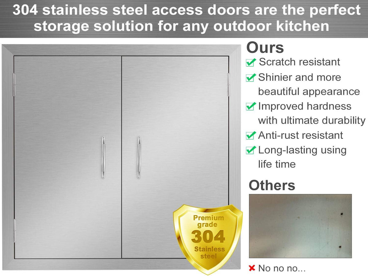 24W x 24H Inch Stainless Steel Double Wall Outdoor Kitchen Doors D487432