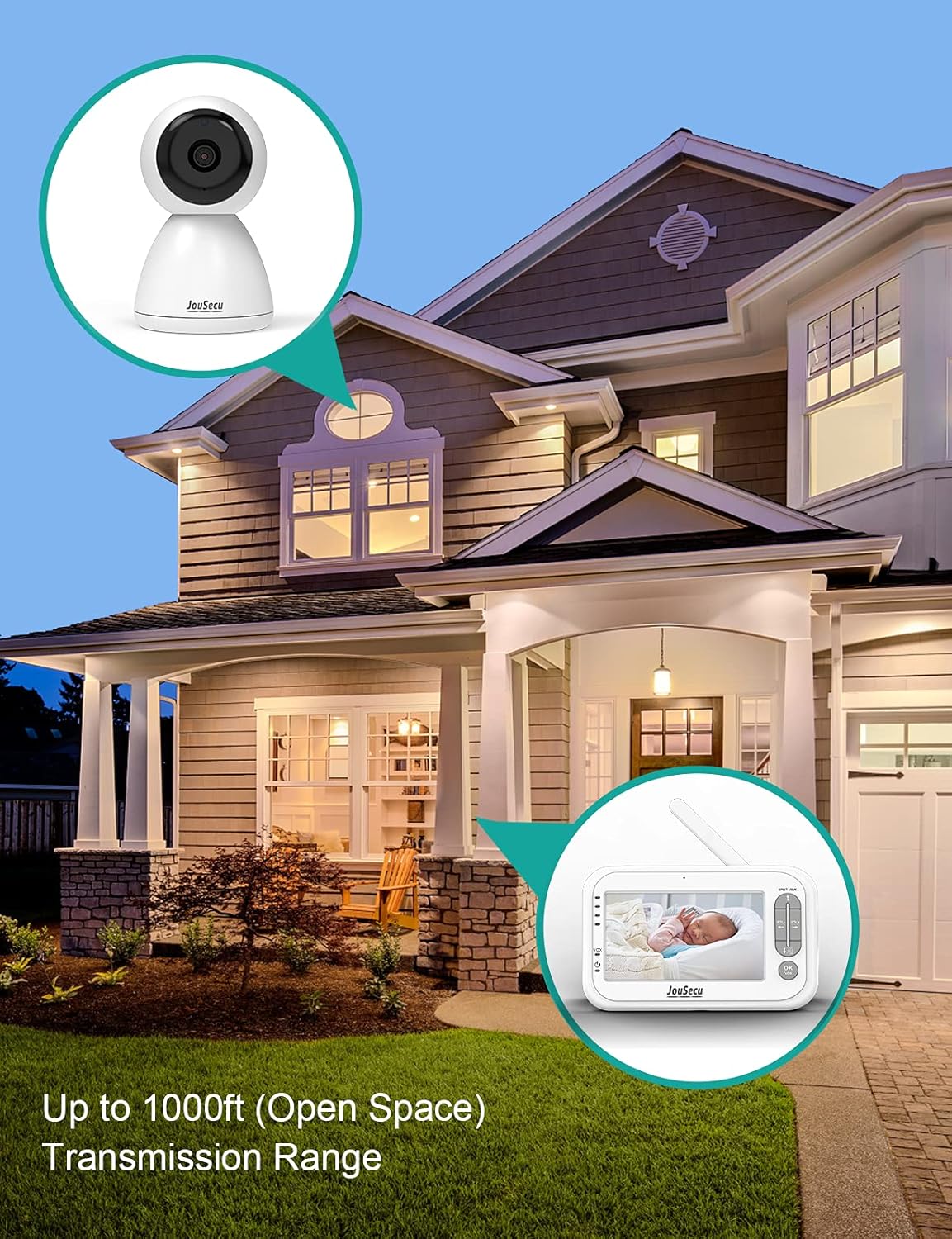 Baby Monitor with 2 Camera and Audio 4.3 Inches LCD Split Screen W100265