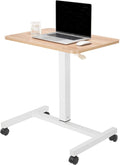 White Pneumatic Sit to Stand Laptop Desk with Lockable Wheels V533866