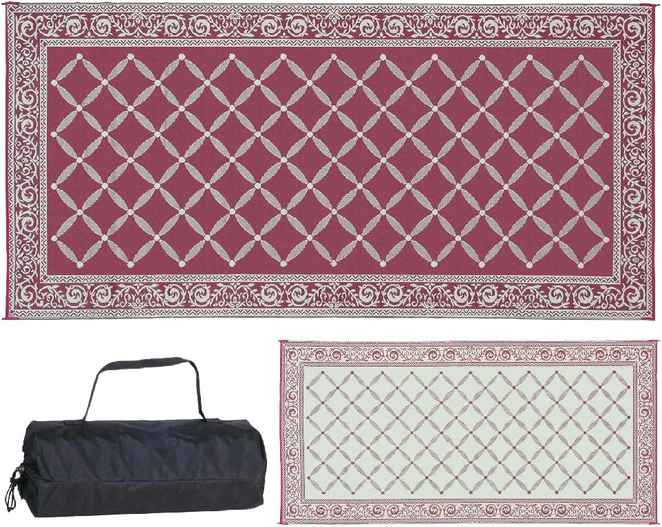 Brown Beige Reversible Outdoor Mat E208247