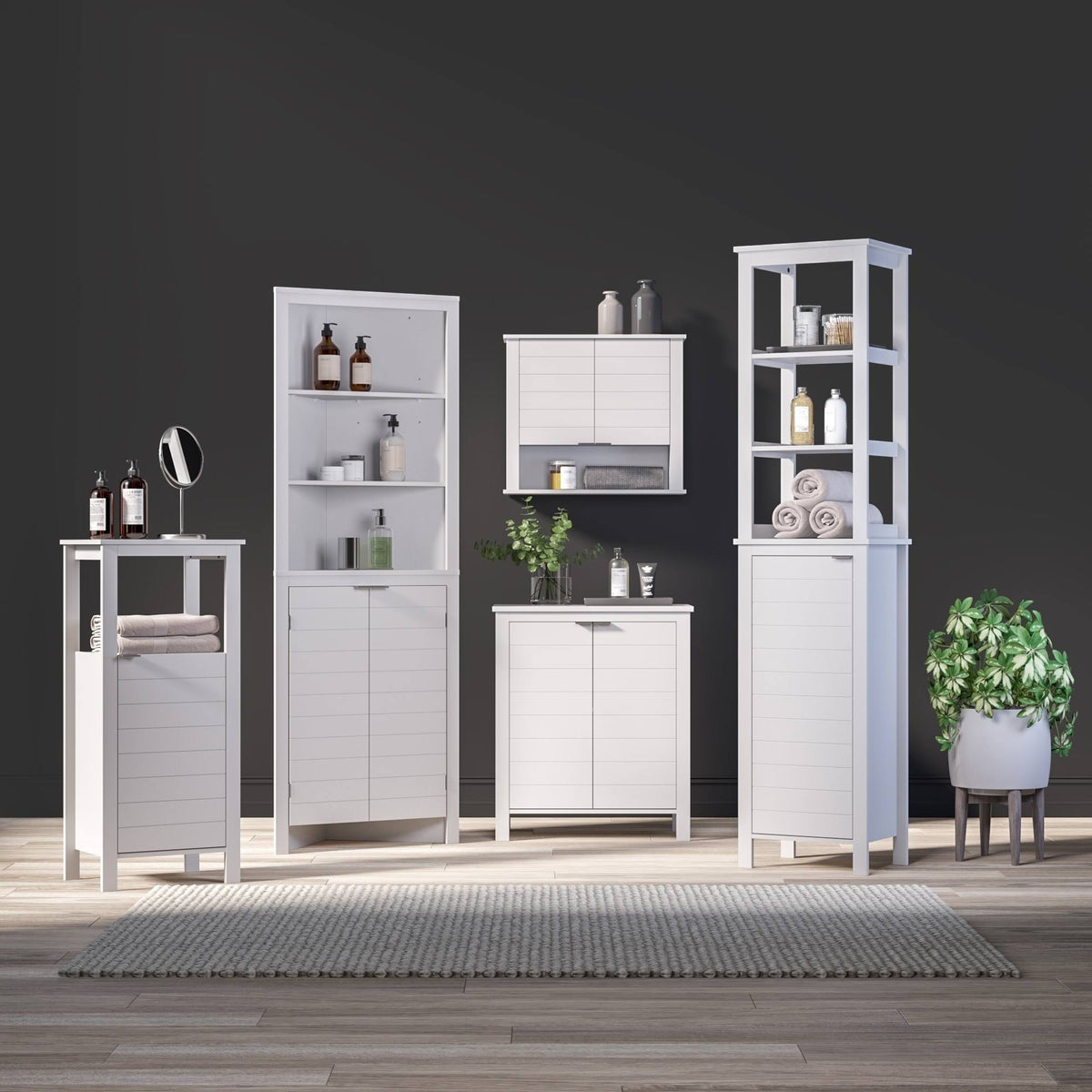 White Tall Corner Cabinet T84209