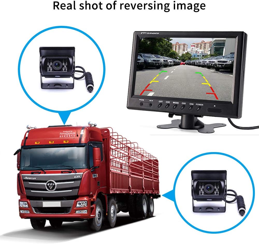 Hard Wired Backup Camera 9'' Quad Split Screen HD Monitor System Pack of 2 A917