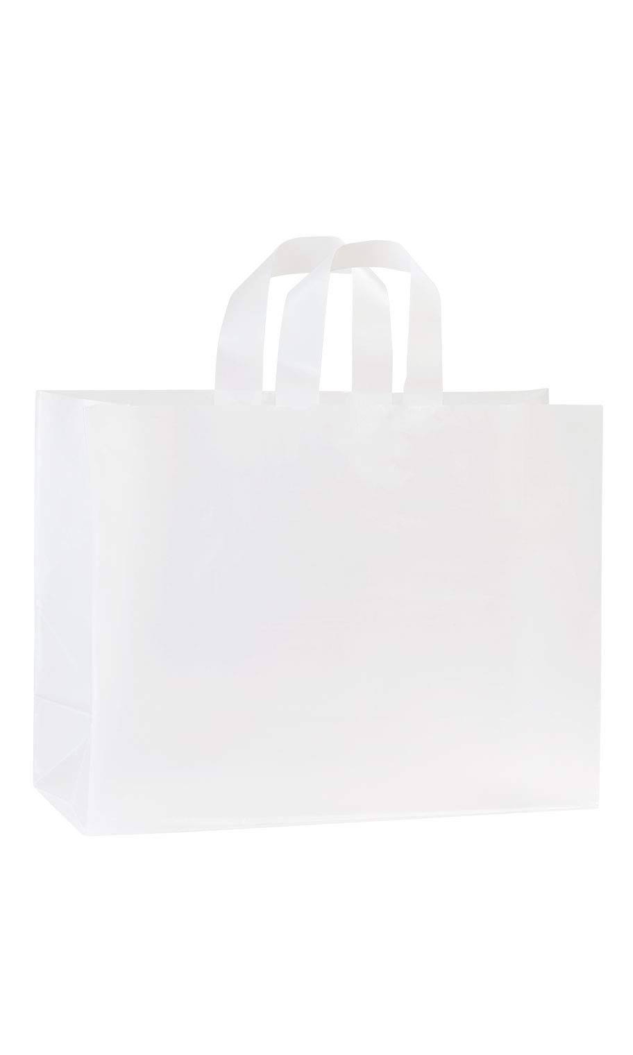 Clear Frosted Plastic Shopping Bags 16 inch x 6 inch x 12 inch Case of 250 V79777
