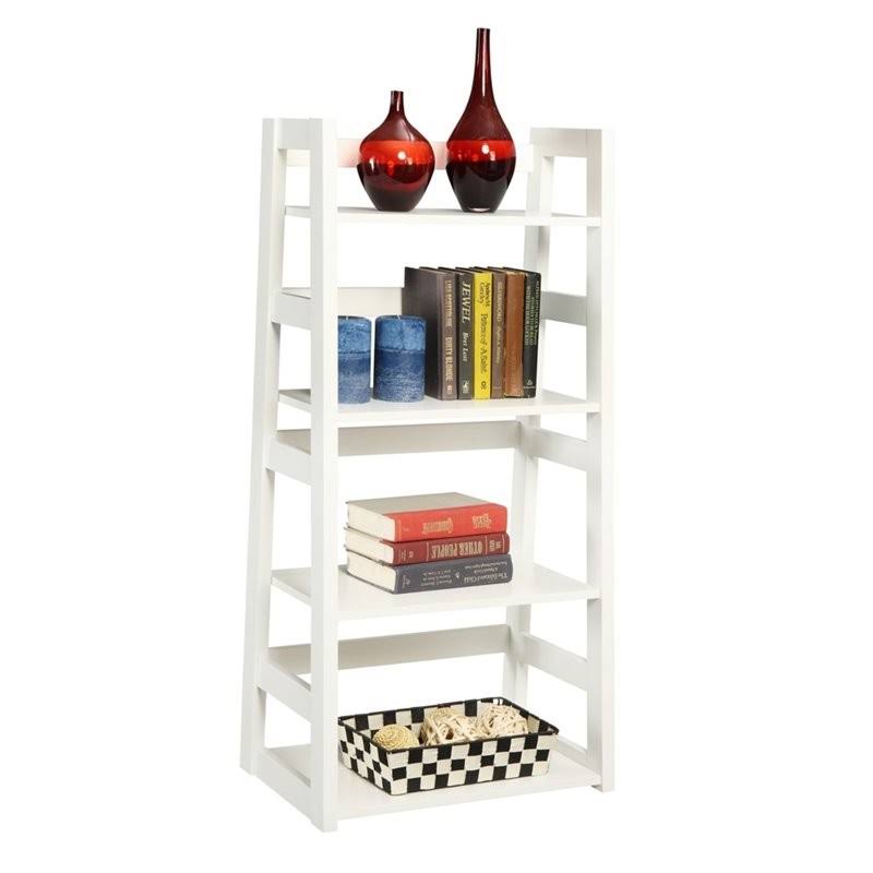 White Four Shelf Wood Bookcase W785