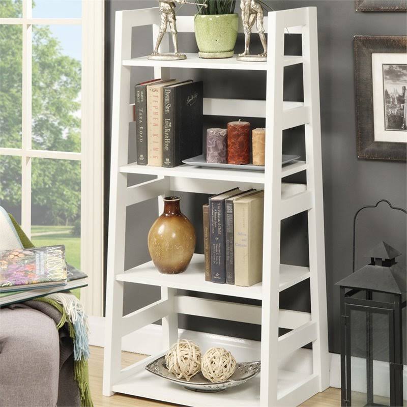 White Four Shelf Wood Bookcase W785