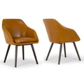 Cappuccino Faux Leather Arm Chairs Set with Beech Legs L365