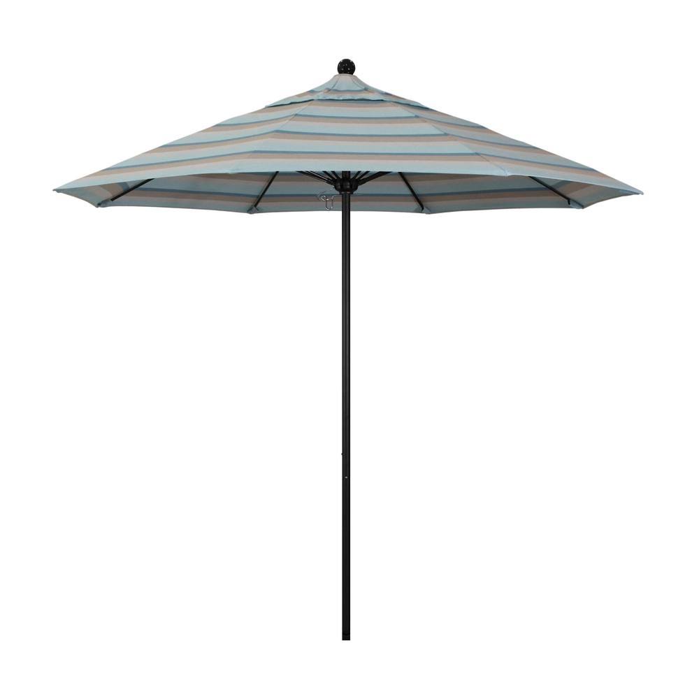 9 ft. Stone Black Aluminum Market Patio Umbrella with Fiberglass Ribs P255313