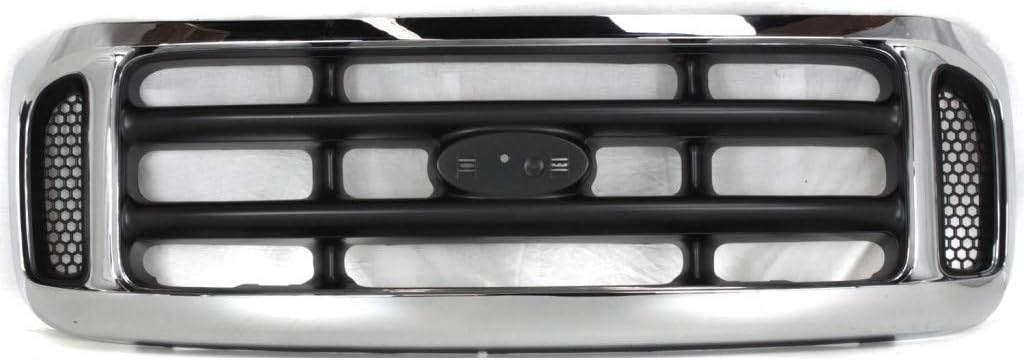 Ford F350 Super Duty Grille Assembly 1999-2004 Chrome Shell Painted Gray Insert Y96089