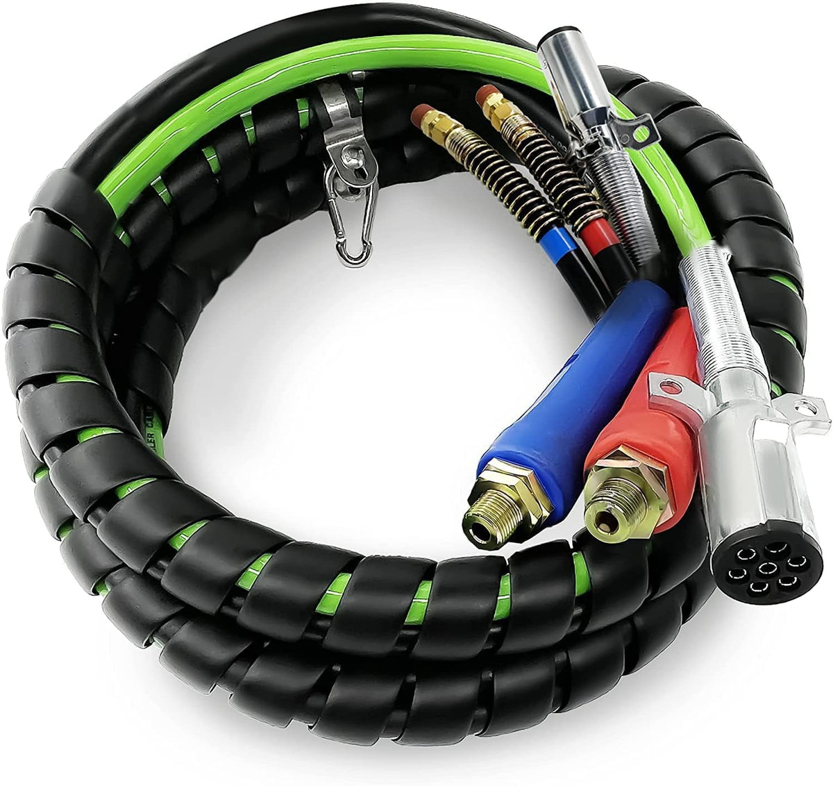 Semi Truck Trailer Tractor 3-in-1 Wrap Set ABS Air Power Line Hose Wrap 7 Way Electrical Rubber Air Hose Electrical Cable Wrap Air Line Hose 15' I4560