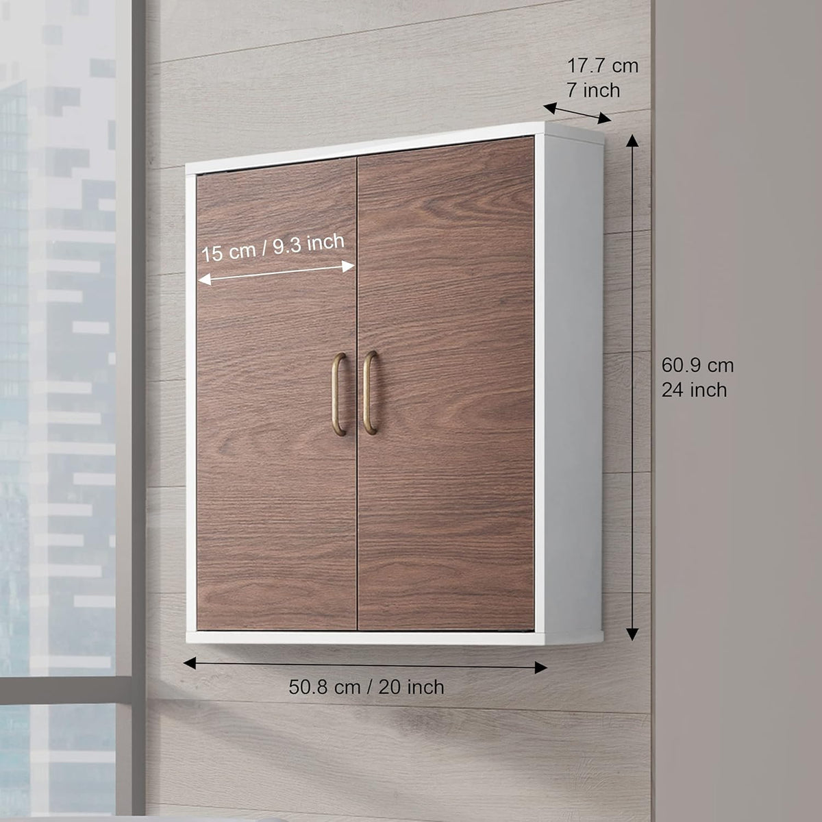 White Natural Wood Bathroom Cabinet W527