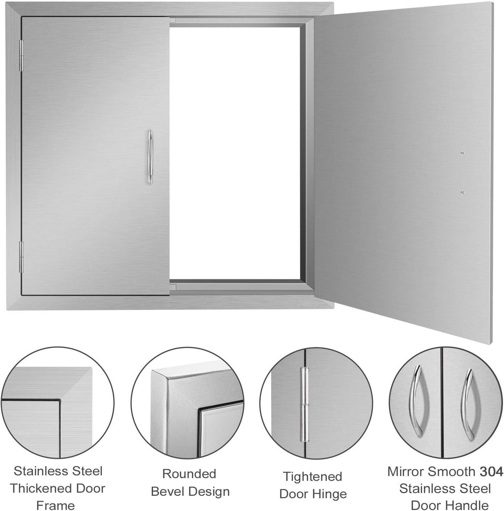 24W x 24H Inch Stainless Steel Double Wall Outdoor Kitchen Doors D487432