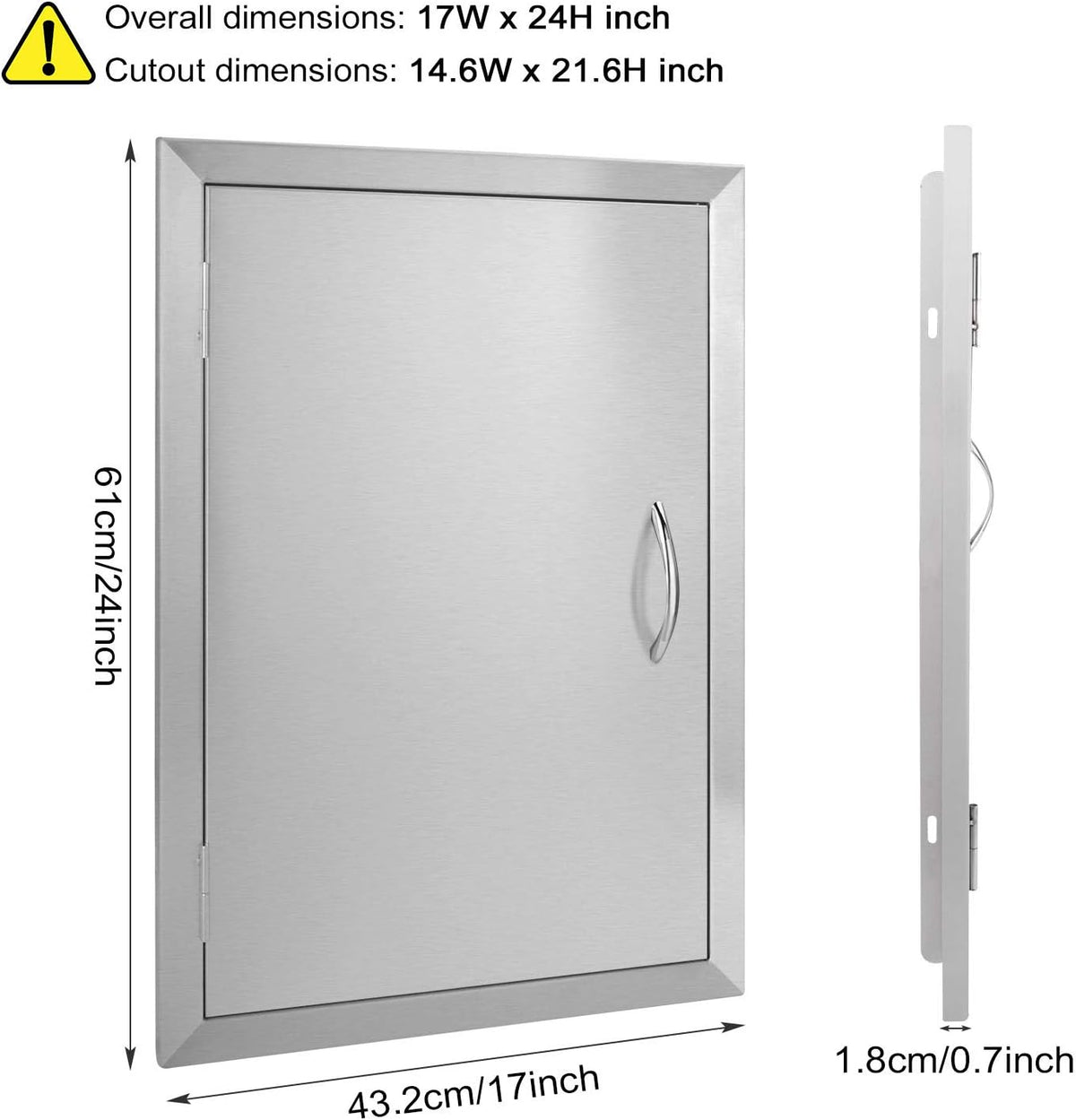 24W x 24H Inch Stainless Steel Double Wall Outdoor Kitchen Doors D487432