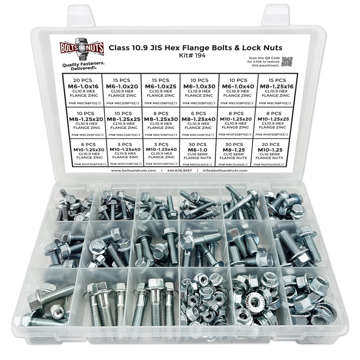 M6 M8 M10 Zinc Hex Flange Bolts Assortment Kit B5088