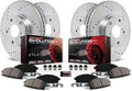 Front and Rear Carbon Fiber Brake Pads with Drilled & Slotted Brake Rotors Kit L571562