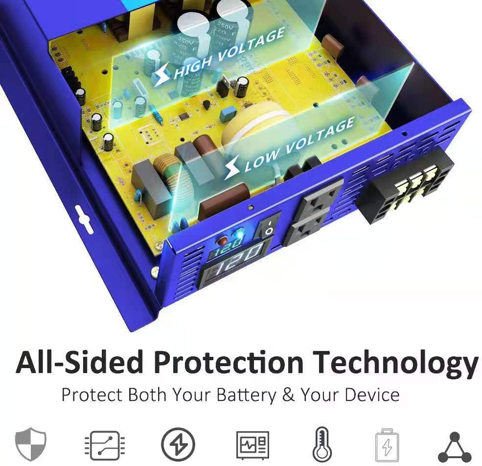 2000 Watt Pure Sine Wave Inverter 24V DC to 110v 120V AC E714