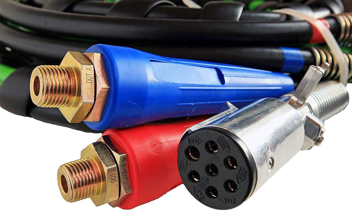 Semi Truck Trailer Tractor 3-in-1 Wrap Set ABS Air Power Line Hose Wrap 7 Way Electrical Rubber Air Hose Electrical Cable Wrap Air Line Hose 15' I4560