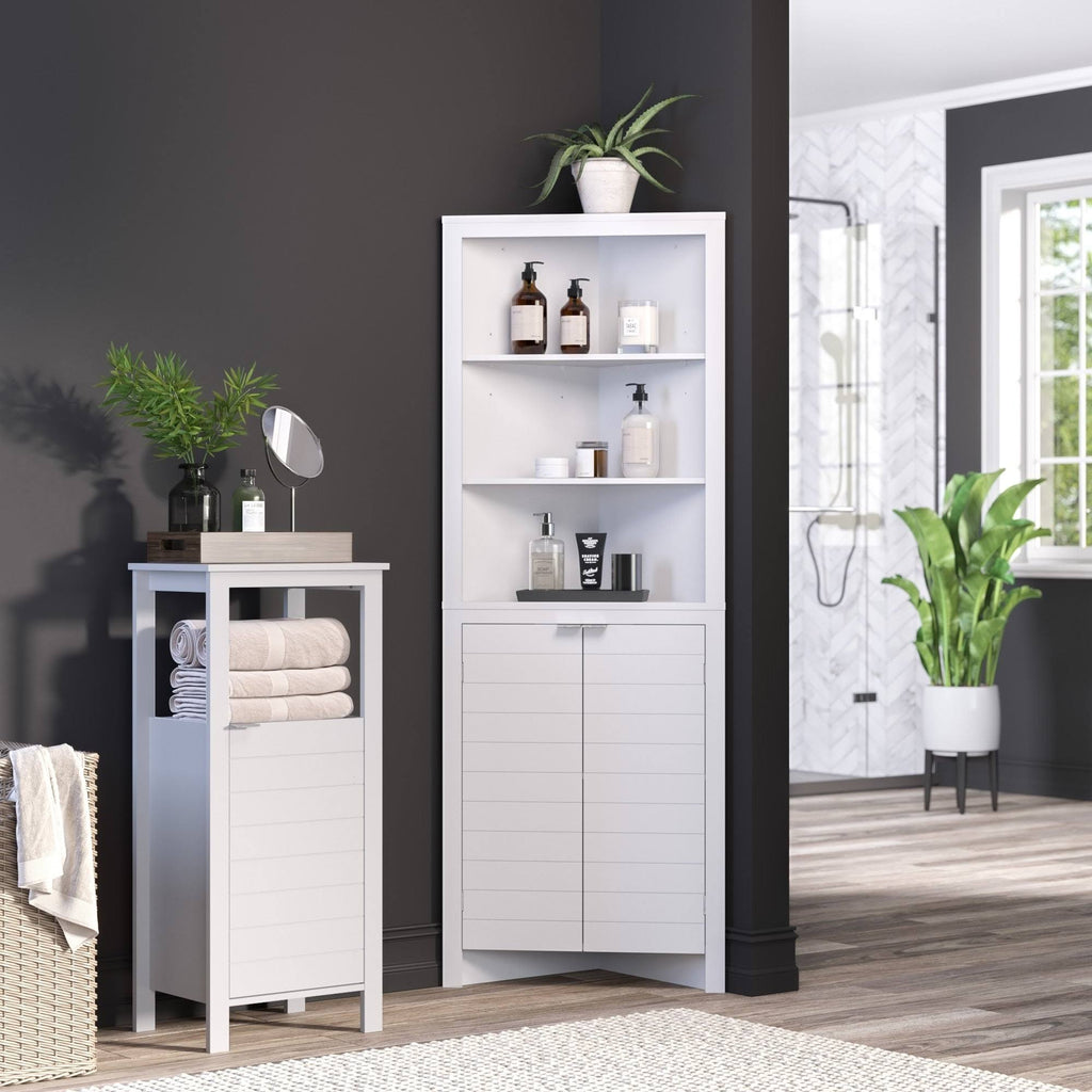 White Tall Corner Cabinet T84209