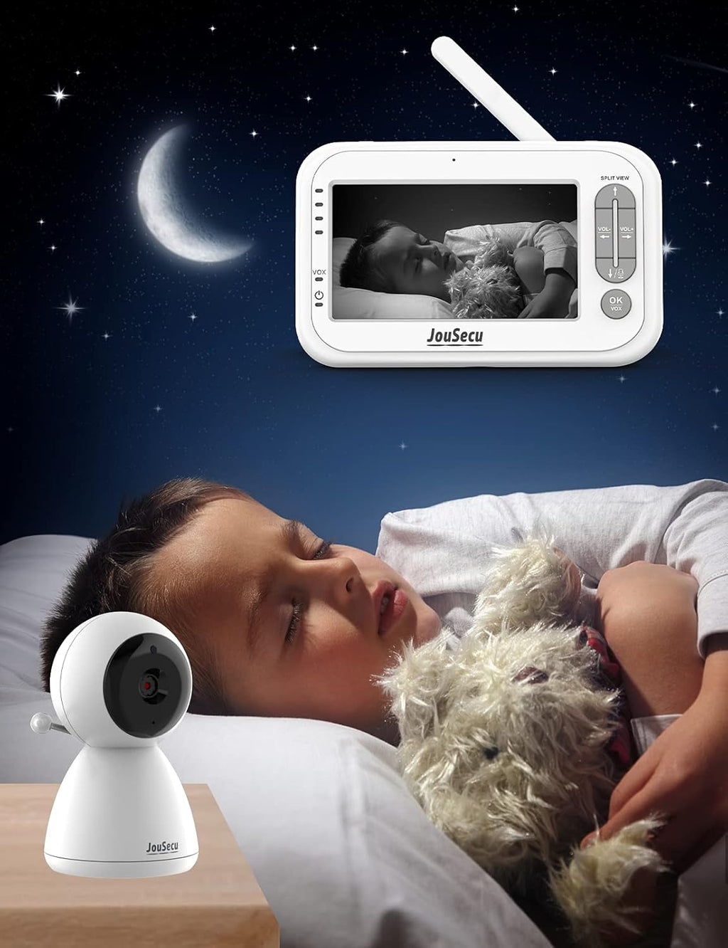 Baby Monitor with 2 Camera and Audio 4.3 Inches LCD Split Screen W100265