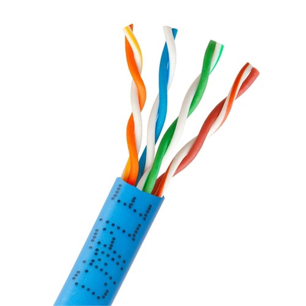 Cat5e UTP 24AWG Bare Copper 1000ft Solid Blue Bulk Cable U157