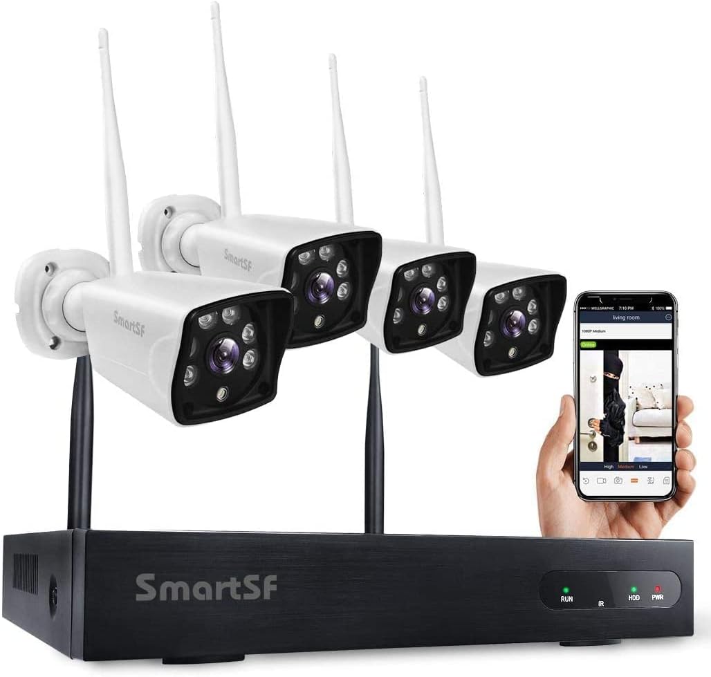 2MP 4CH Wireless Security Camera System with Night Vision J767