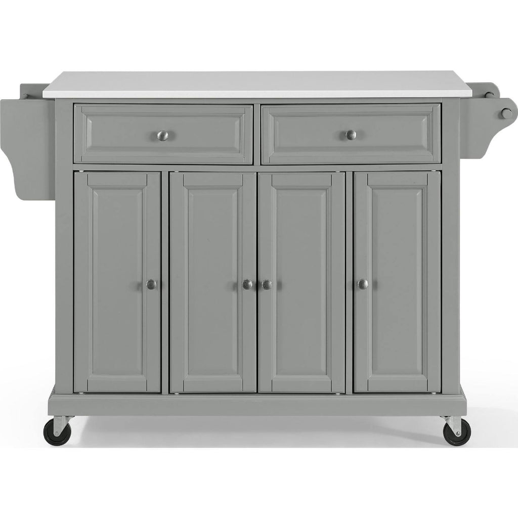 Full Size Granite Top Kitchen Cart/Island Gray/White F572