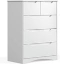 White 5 Drawer Wood Dresser E56604