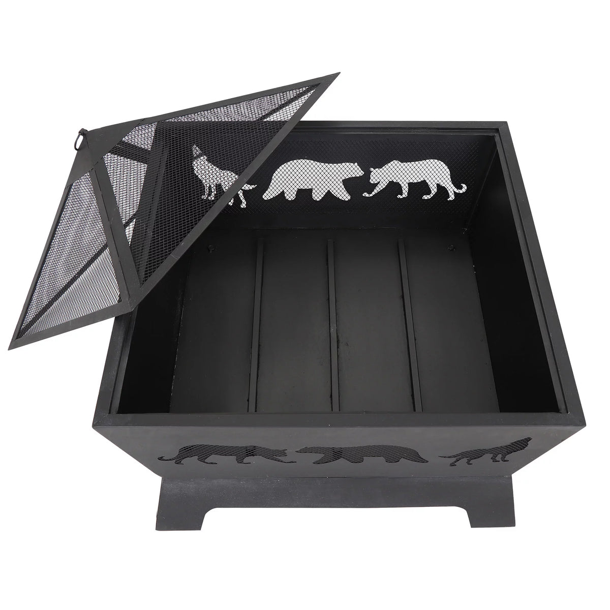 26 Metal Pyramidal Fire Pit with Cover&Poker F7851
