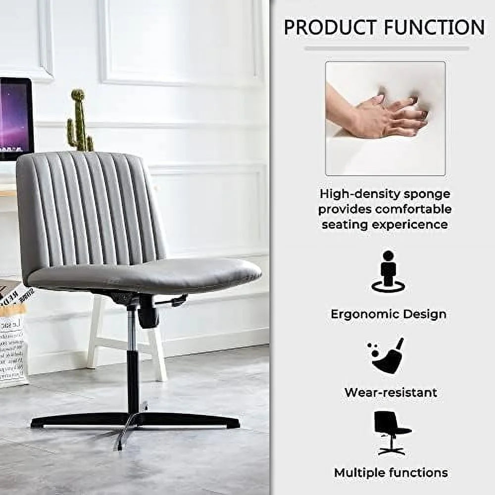 Black PU Leather Armless Office Chair Y781