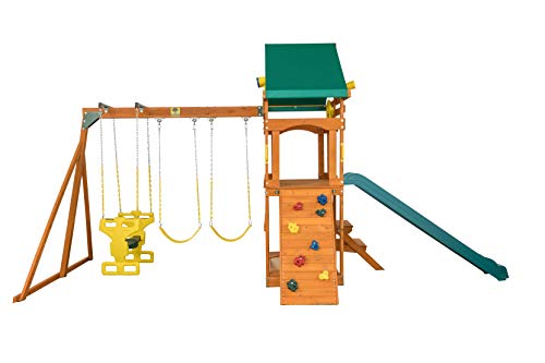 Cedar Backyard Playset with 2-Person Glider & 2 Belt Swings Z635516