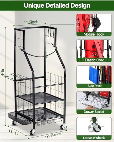 Golf Bag Storage Rack with Wheels B30826