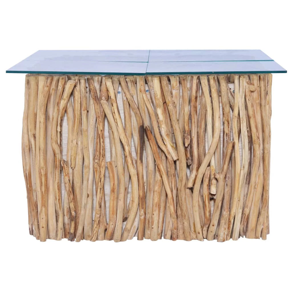 Coffee Table with Glass Solid Teak Wood M843