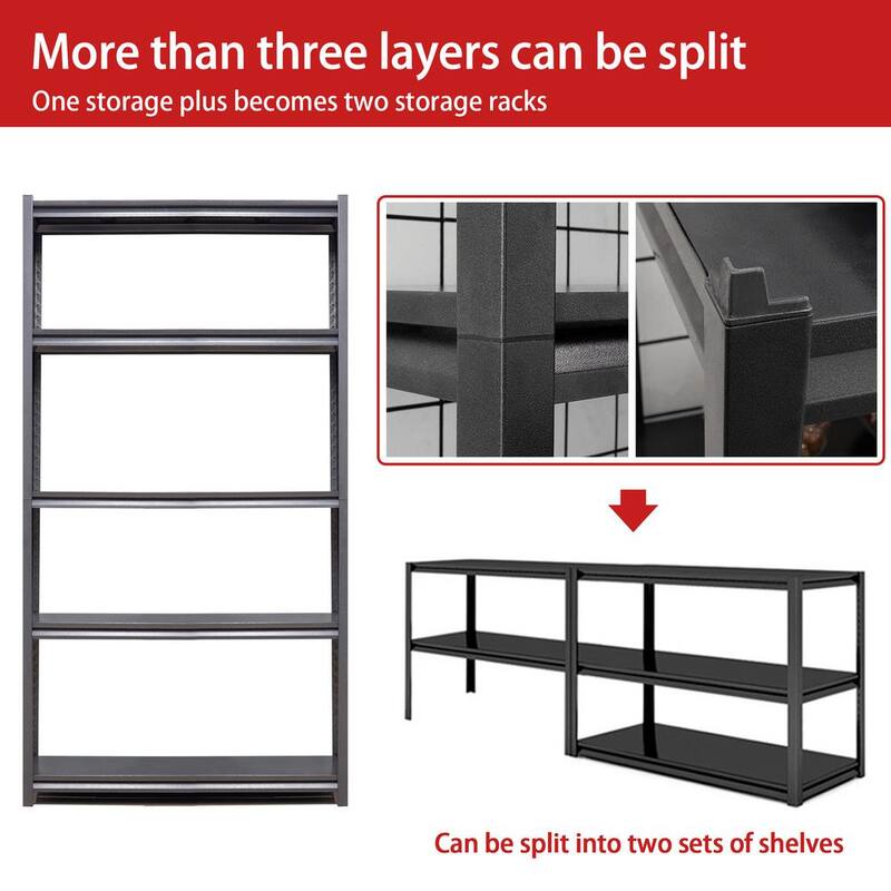 Black 5-Tier Heavy Duty Metal Storage Shelving Unit T38958