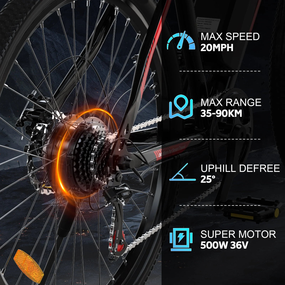 500W 26 Electric Bike with Removable 36V 12Ah Battery A2755